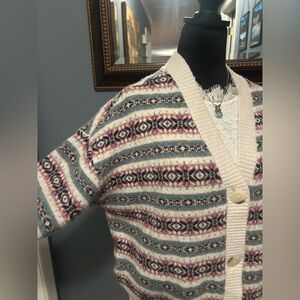 LOFT Colorful Fair Isle Knit Cardigan Sweater